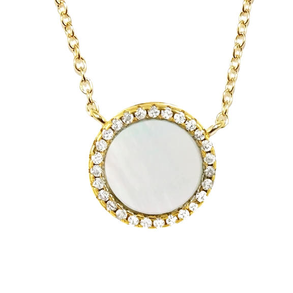 Savvy Cie 18K Gold Mother of Pearl Halo Necklace