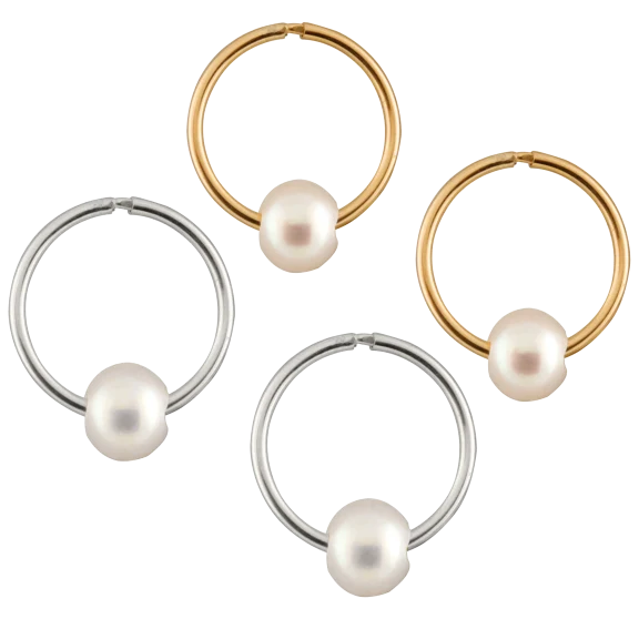 Splendid Pearls Freshwater Pearl 14k Gold Hoops