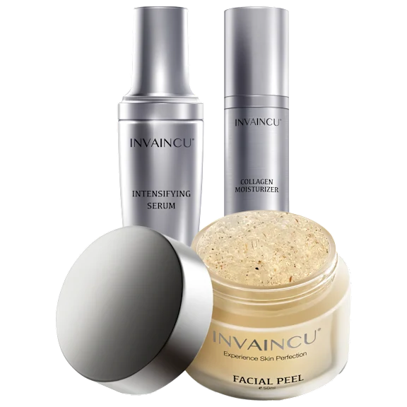 Invaincu Health Intensifying Serum, Exfoliating Facial Peel & Moisturizer Set