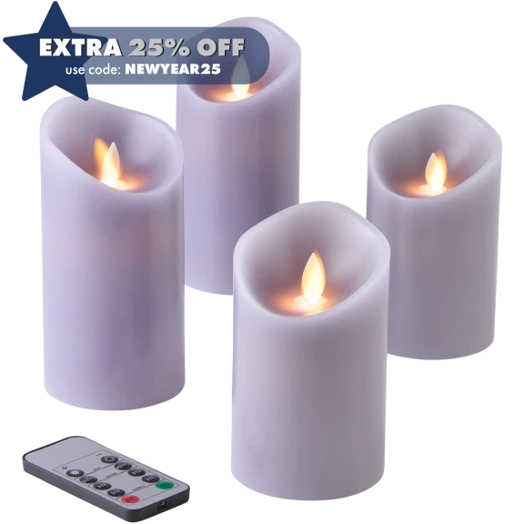 Unmatched 4-Piece Flame-Wave Candle Set with Gift Boxes