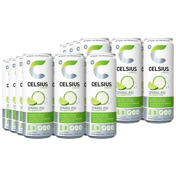 24-Pack: Celsius Sparkling Essential Energy Cucumber Lime (12oz)