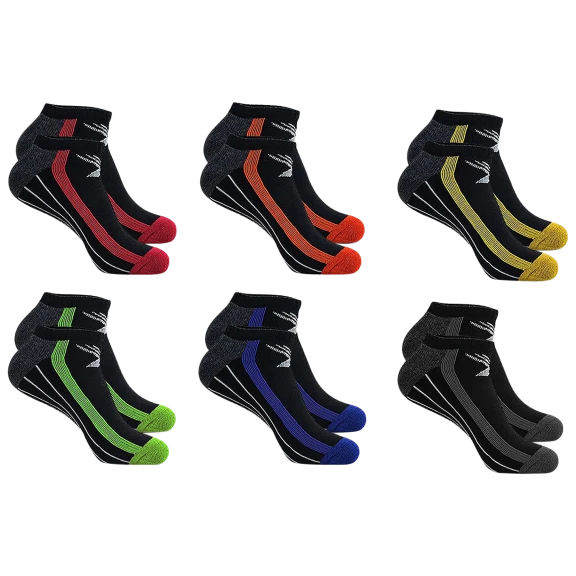 6-Pack: XTF Active-Performance Cushioned Ankle-Length Running Socks
