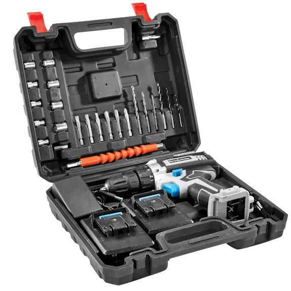Brookstone 21V Cordless Power Drill with 30 Piece Set & Carry Case