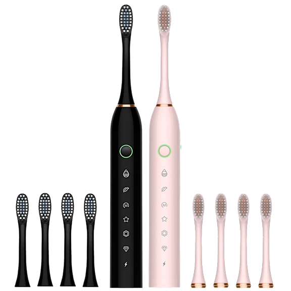 2-Pack: X-2 Sonic Electric Toothbrush Set with 8 Brush Heads