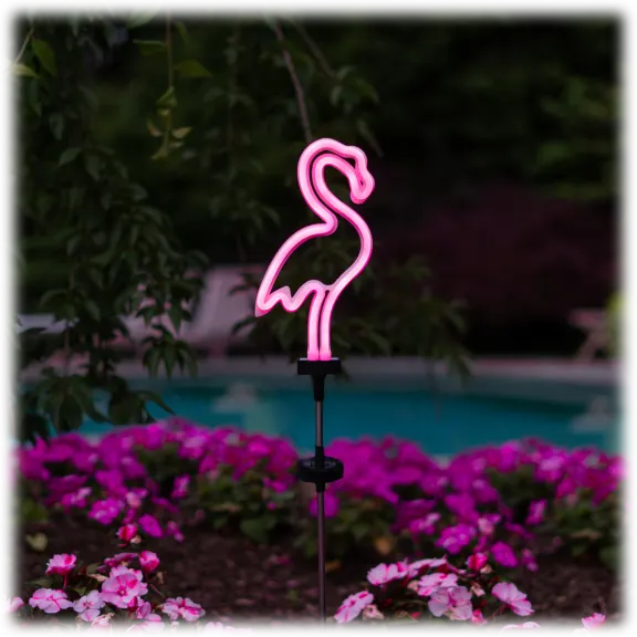 Touch Of ECO Solar Power LED Pink Flamingo Stake Light