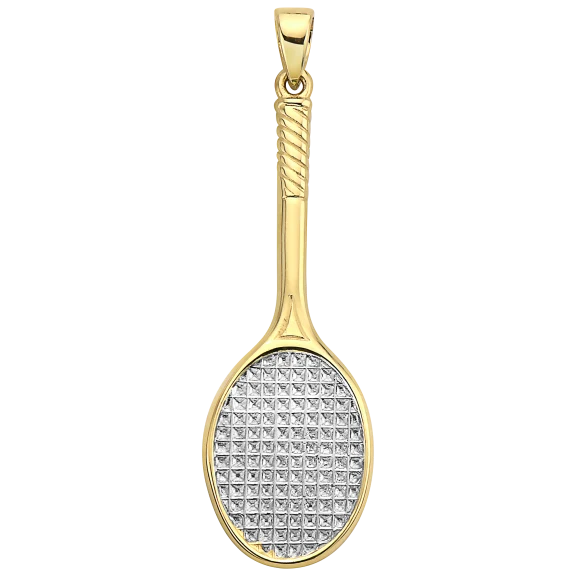 Pori Jewelers 14K Two Toned Gold Diamond Cut Tennis Racket Pendant