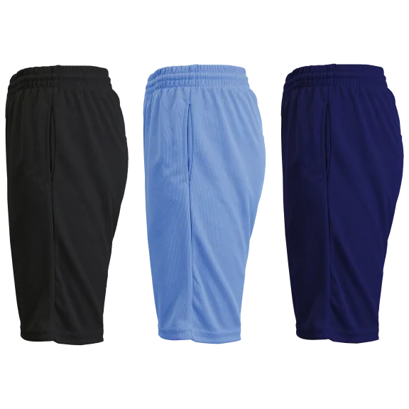 3-Pack: Men's Galaxy Active Mesh Moisture Wicking Shorts