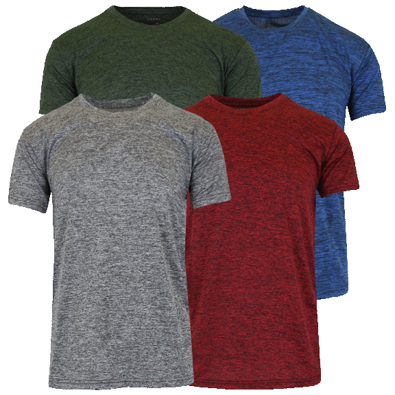 4-Pack: Men's Moisture Wicking Active Performance Short Sleeve Tees