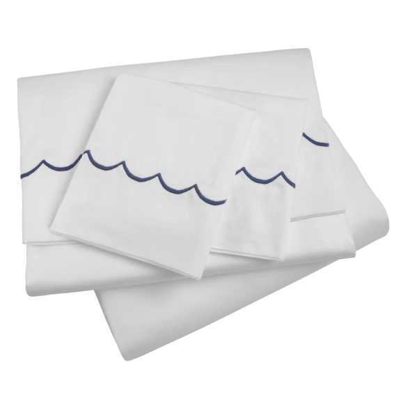 Peacock Alley 300TC Sateen Scallop Embroidered Sheet Set