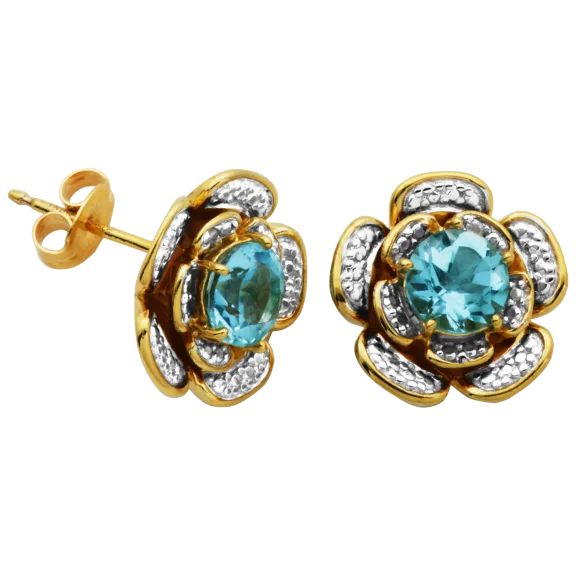 Morgan & Paige 14K Gold Topaz Flower Petal Earrings