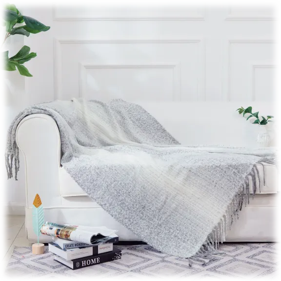 Cheer Collection Grey Ombre Acrylic Throw Blanket 50" x 60"