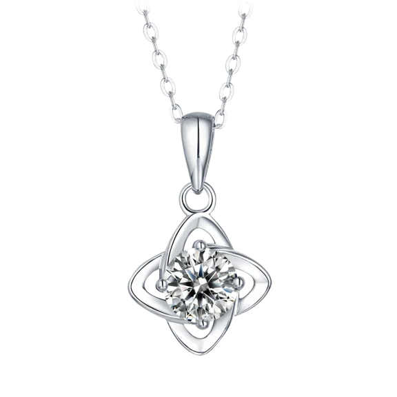 Stella Valentino Moissanite Solitaire Four-Pointed Orbital Star Pendant Necklace