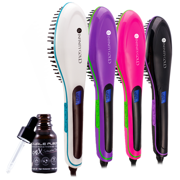 Infinity Gold Advanced Infrared Straightening Brush +  Hair Oil Set