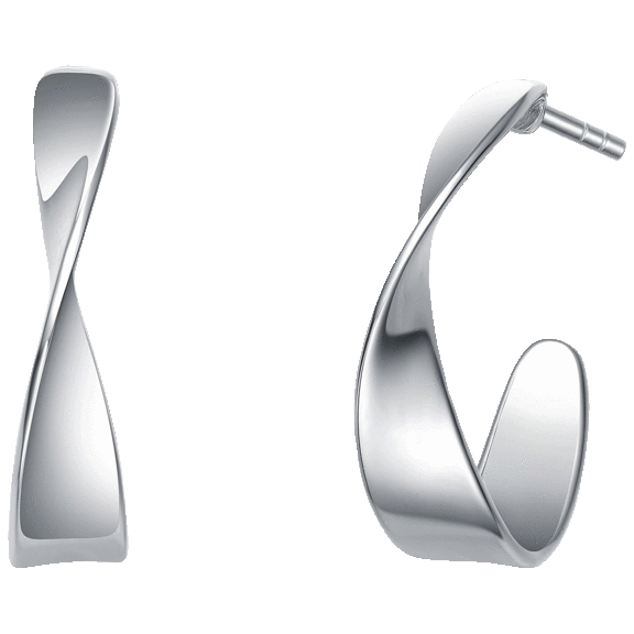 Megan Walford Classy Sterling Silver Curved Open Hoop Earrings