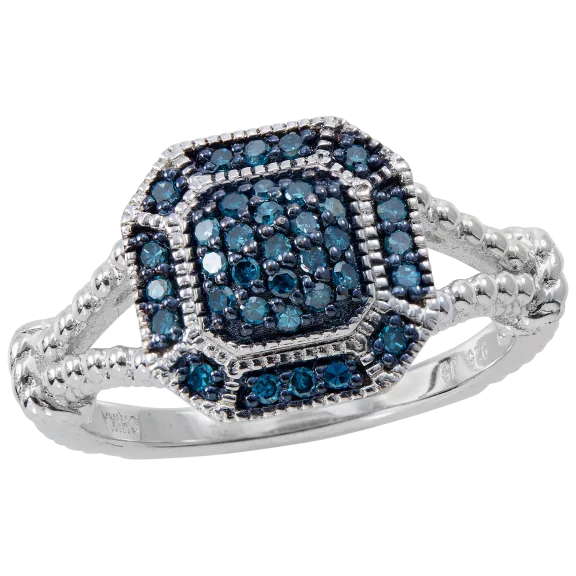 Savvy Cie 0.25 Carat TW Blue Diamond Ring