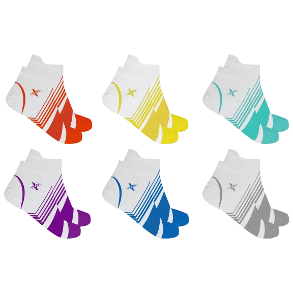6 Pack: Extreme Fit White Edition Ultra V-Striped Ankle Compression Socks