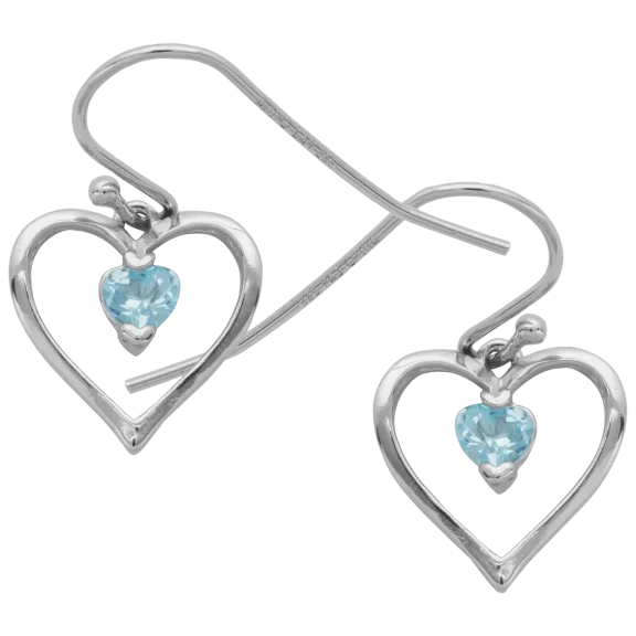 Morgan & Paige Sterling Silver Topaz Open Heart Earrings