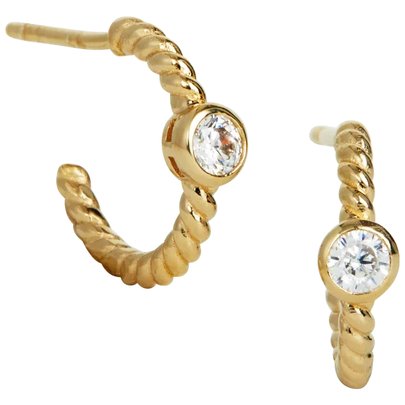 Savvy Cie 18k Gold Vermeil Braided Earring Party Cz Hoop Earrings