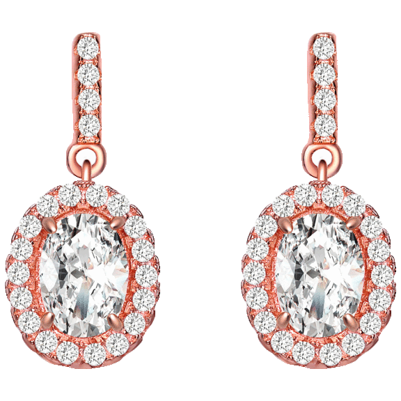 Genevive Rose Plated Cubic Zirconia Dangle Earrings