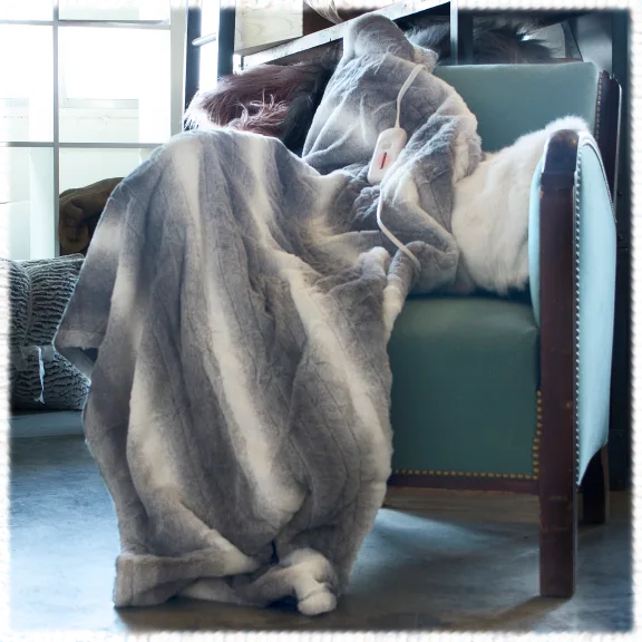 Heated Luxe Faux Fur Throws