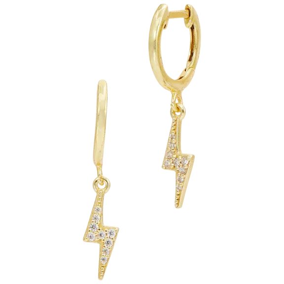 Savvy Cie 18K Gold Over Sterling Silver Lightening Bold Huggie Earrings