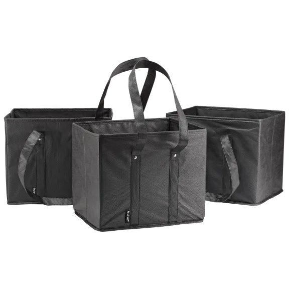 3-Pack: Fit & Fresh Collapsible Shopping Box Bags