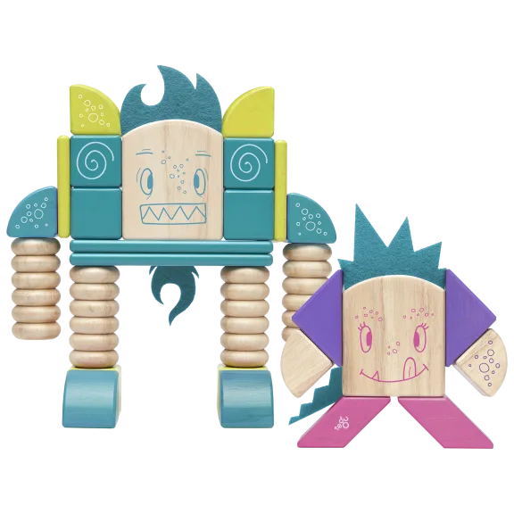 Tegu Sticky Monsters Collection 30-Piece Beans & Tumtum Magnetic Block Set