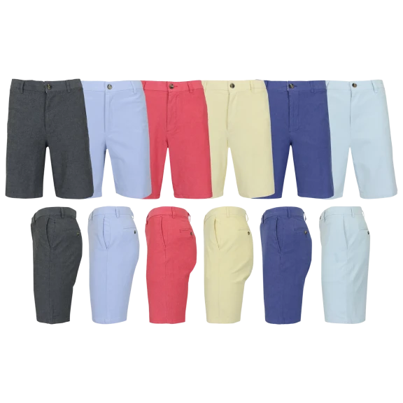 3-Pack: Men's Flat-Front Cotton Stretch Oxford Chino Shorts