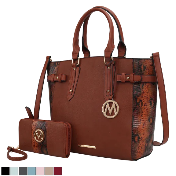 MKF Collection Joelle Snake Embossed Tote Bag & Wallet Set by Mia K.