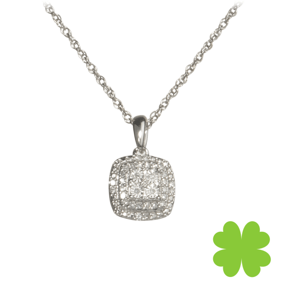 Brilliant Diamonds Double Halo Diamond Illusion Pendant Necklace