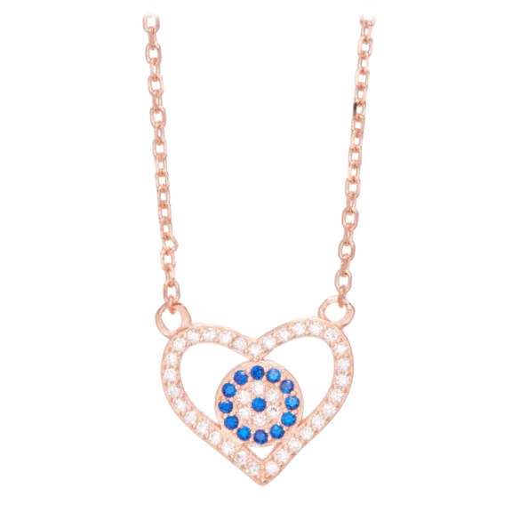 Olivia Soho Sterling Silver Gold Plated Heart Eye Necklace