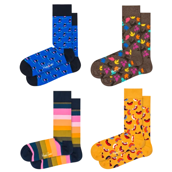 4-Pack: Happy Socks Men's Dress Socks Hotdog Stripes (Size 8-12)