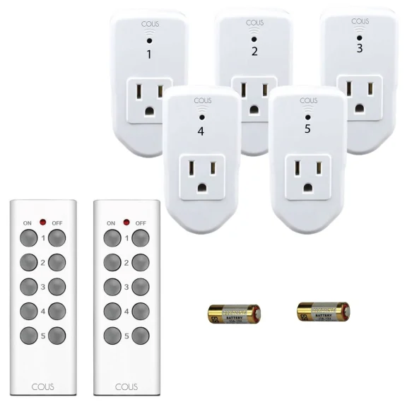 5-Pack: Tudia COUS Remote Outlet Switches