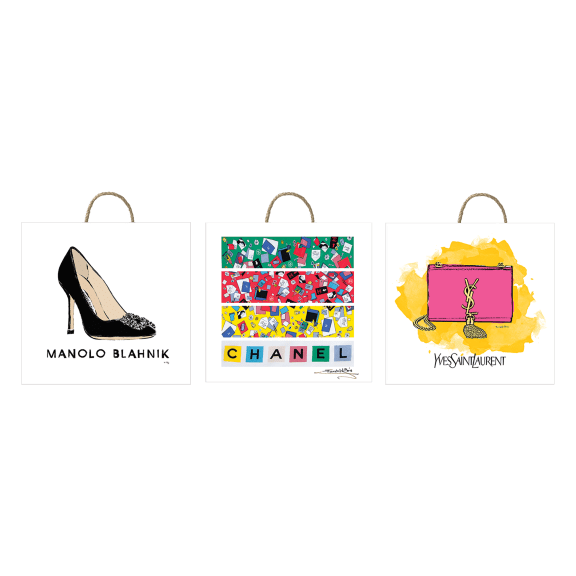 3-Pack: Fairchild Paris Chanel YSL Designer Images - 10" x 10" Rope Plaque Set
