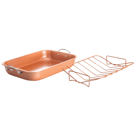 Eternal Kitchen 16"x11" Copper Roaster Pan With Rack