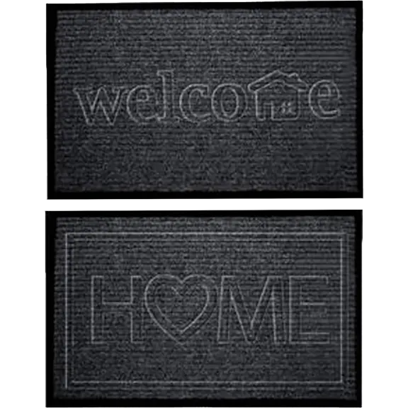 2-Pack: California Home Goods Ribbed Entryway Floor Mat (Welcome/Home)
