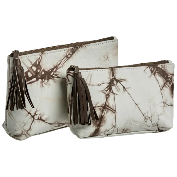 Roost Tie-dyed Leather Pouch - Chocolate