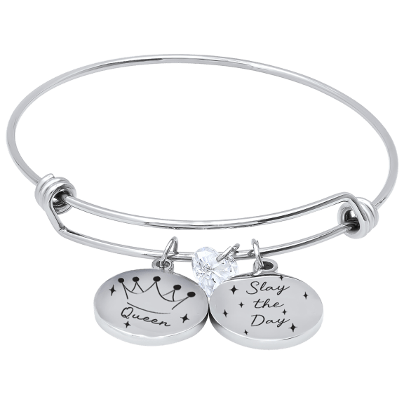 Steeltime "Slay the Day" Stainless Steel Charm Bracelet