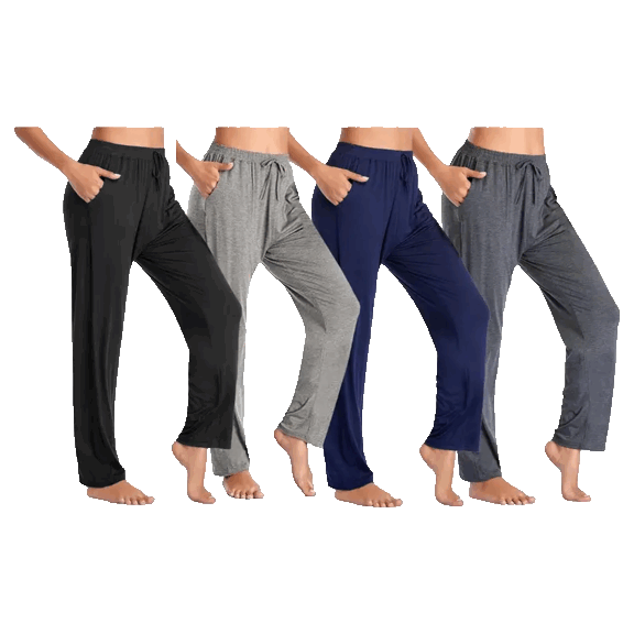 4-Pack: Women's Cotton Lounge Pants with Pockets