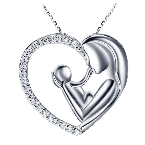 Hollywood Sensation White Gold & Crystal Mother & Child Necklace