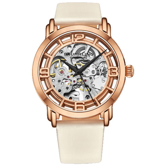 Stührling Winchester 36mm Skeleton Watch with Leather Strap
