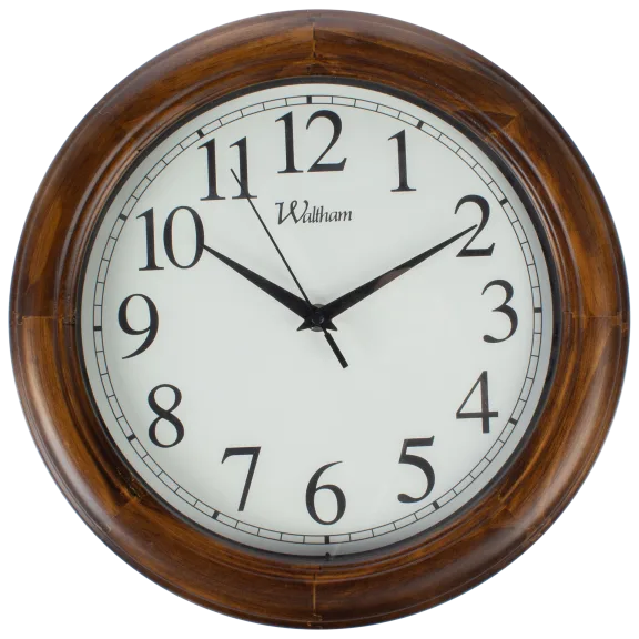 Ashton Sutton 12" Round Quartz Analog Wall Clock with Solid Pine Case