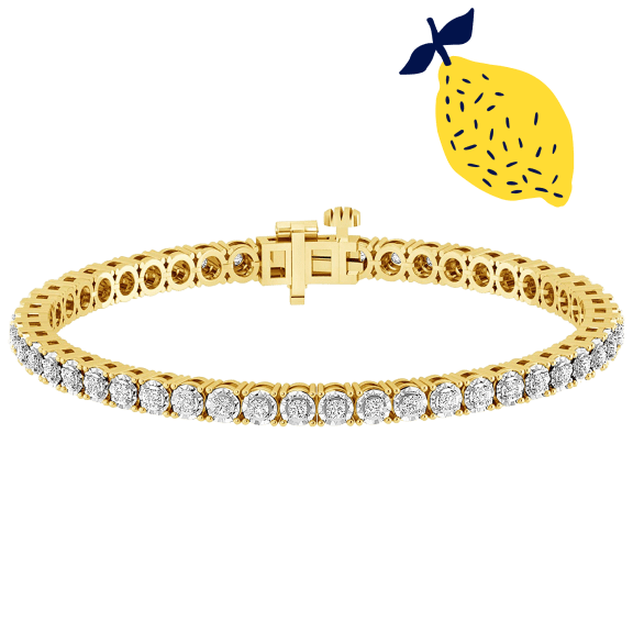 Diamond Muse Yellow Gold 1.00 CT T.W. Real Diamond Circle Link Tennis Bracelet