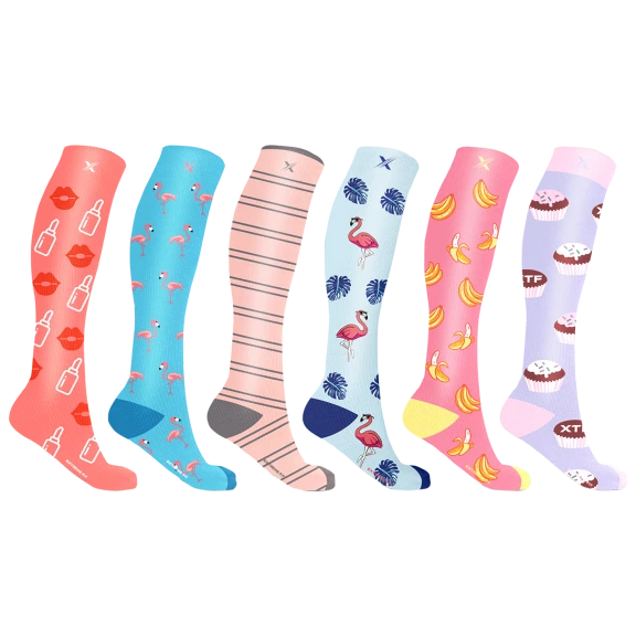 6 Pack: Extreme Fit Bold and Expressive Compression Socks for Men and Women
