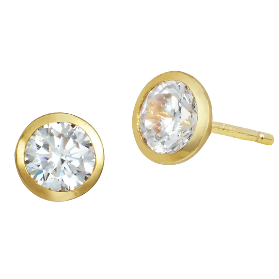 Savvy Cie 4 Carat Bezel Stud Earrings