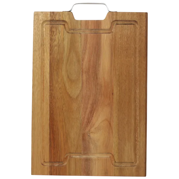 Bombay Acacia Wood Cutting Board With Metal Handle