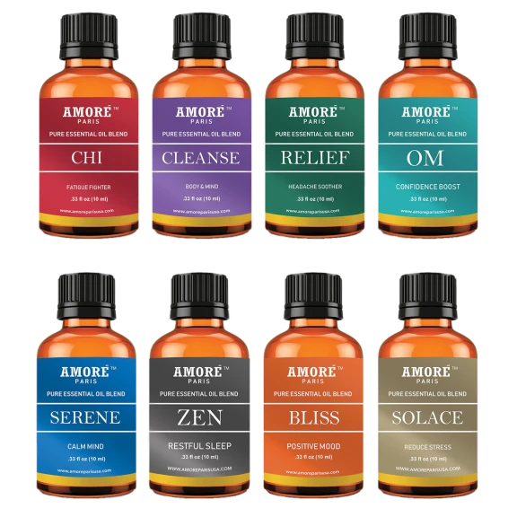 Amore 8-Pack Aromatherapy Therapeutic Grade Essential Oil Gift Set
