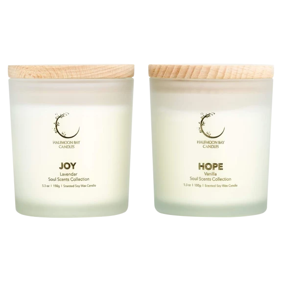2-Pack: Halfmoon Bay Soy Wax Scented Jar Candles (Lavender and Vanilla, 9.9 oz)