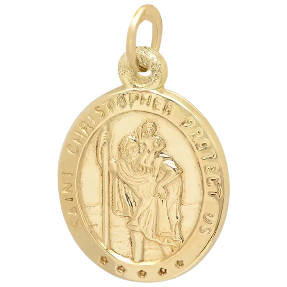 Pori Jewelers 14K Gold St. Christopher Protect Us Pendant