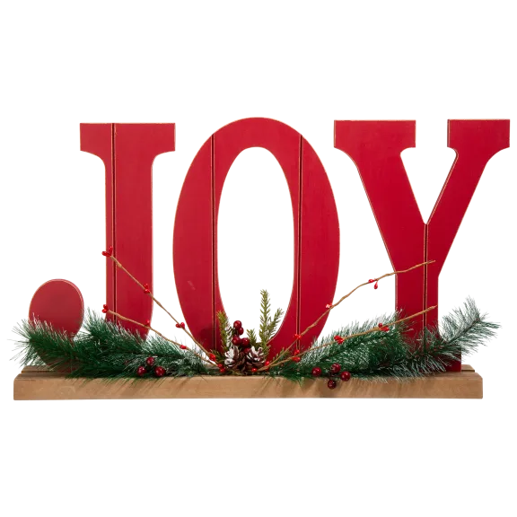Glitzhome 18”L Wooden Christmas JOY Table Decor